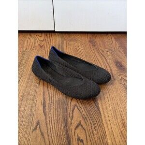 Rothy's US Sz 10 Black Honeycomb Blue Halo Knit Loafers Round Toe Retired